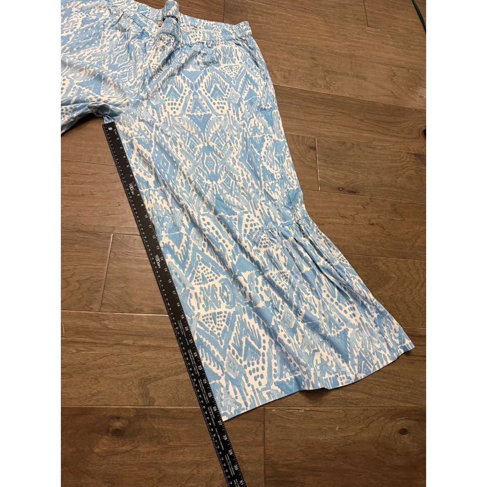 NWT Tolani Collection Rosaleen Pants Womens 2XP Blue Ikat Ruffle Wide Leg Boho - Picture 6 of 8